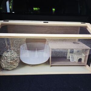 Natural Wood Small Animal Cage